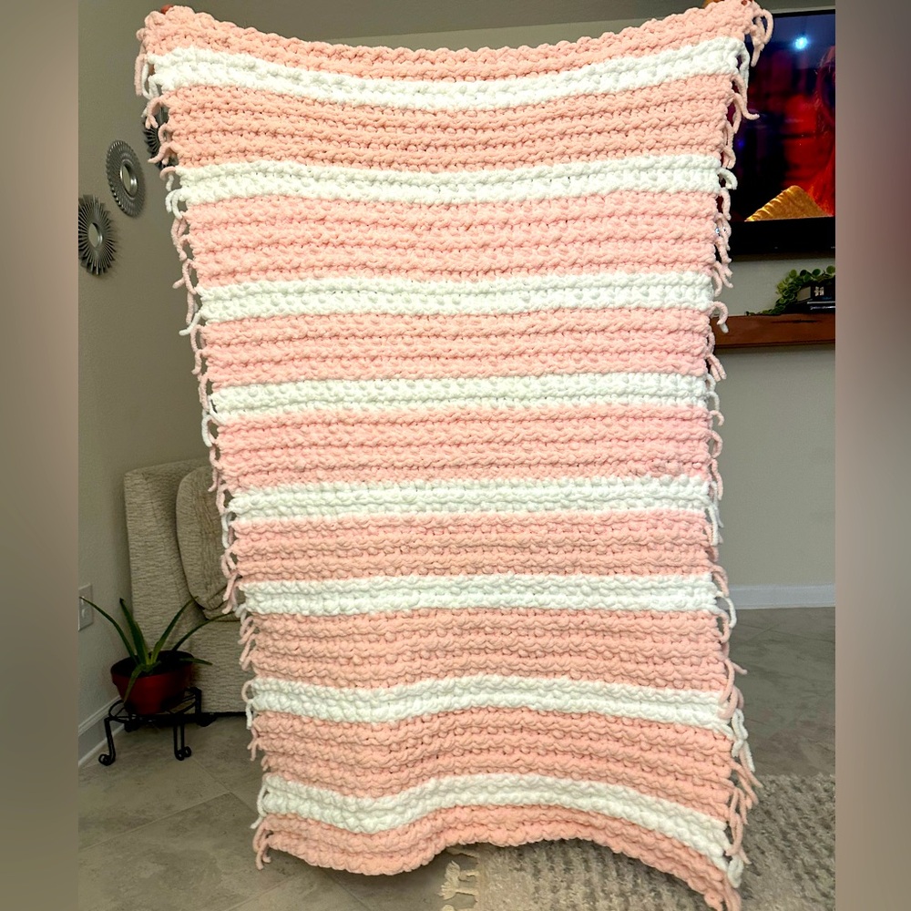 Handmade crochet blanket apps 6’ x 4’ Never used